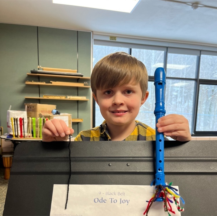 Everett is the first Black Belt at Perry Browne for Recorder Karate 