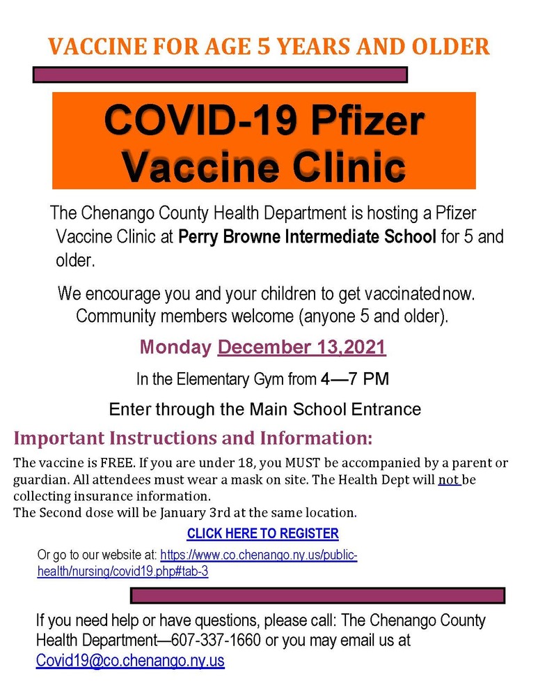 COVID 19 Pfizer Vaccine Clinic