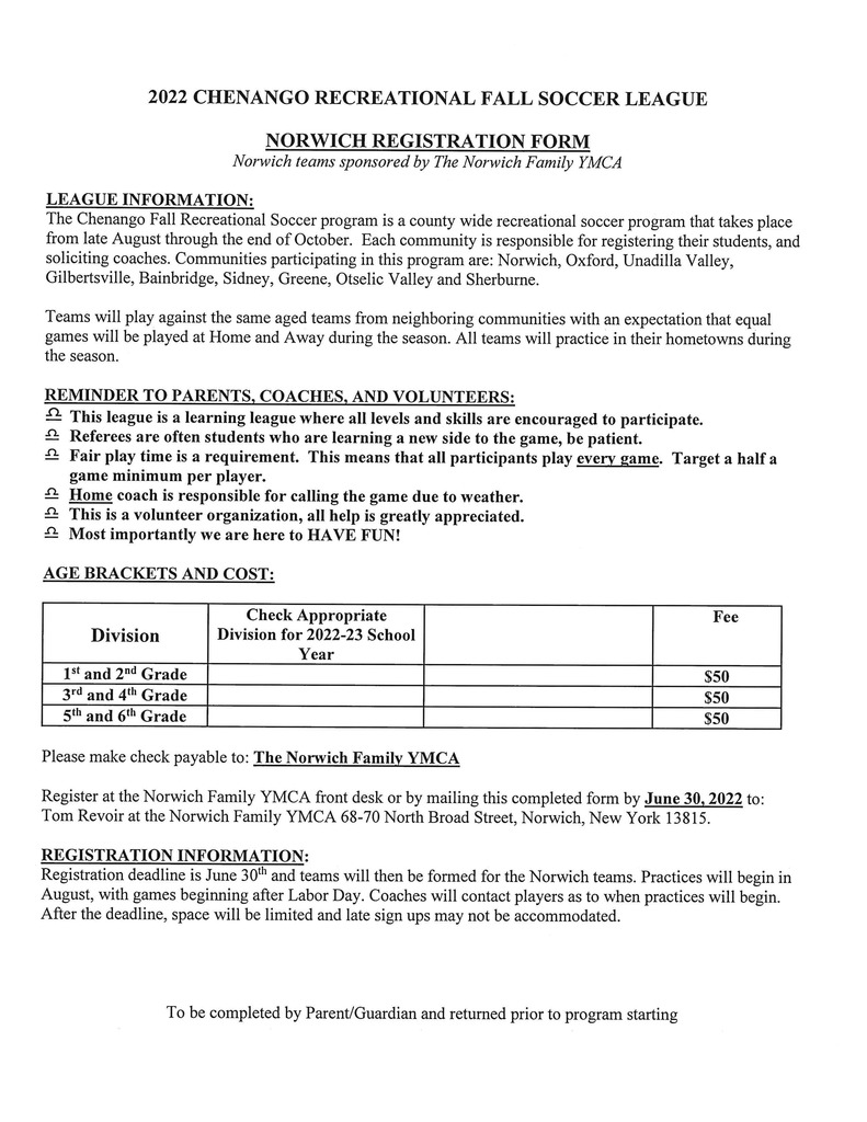 YMCA Fall Soccer
